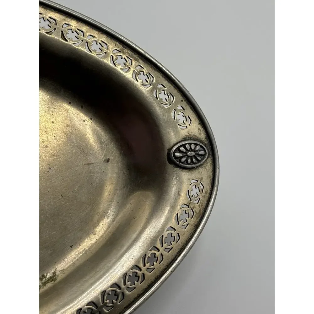 Vintage Sheffield EPNS Pierced Silverplate Oval Tray 13” Made In USA